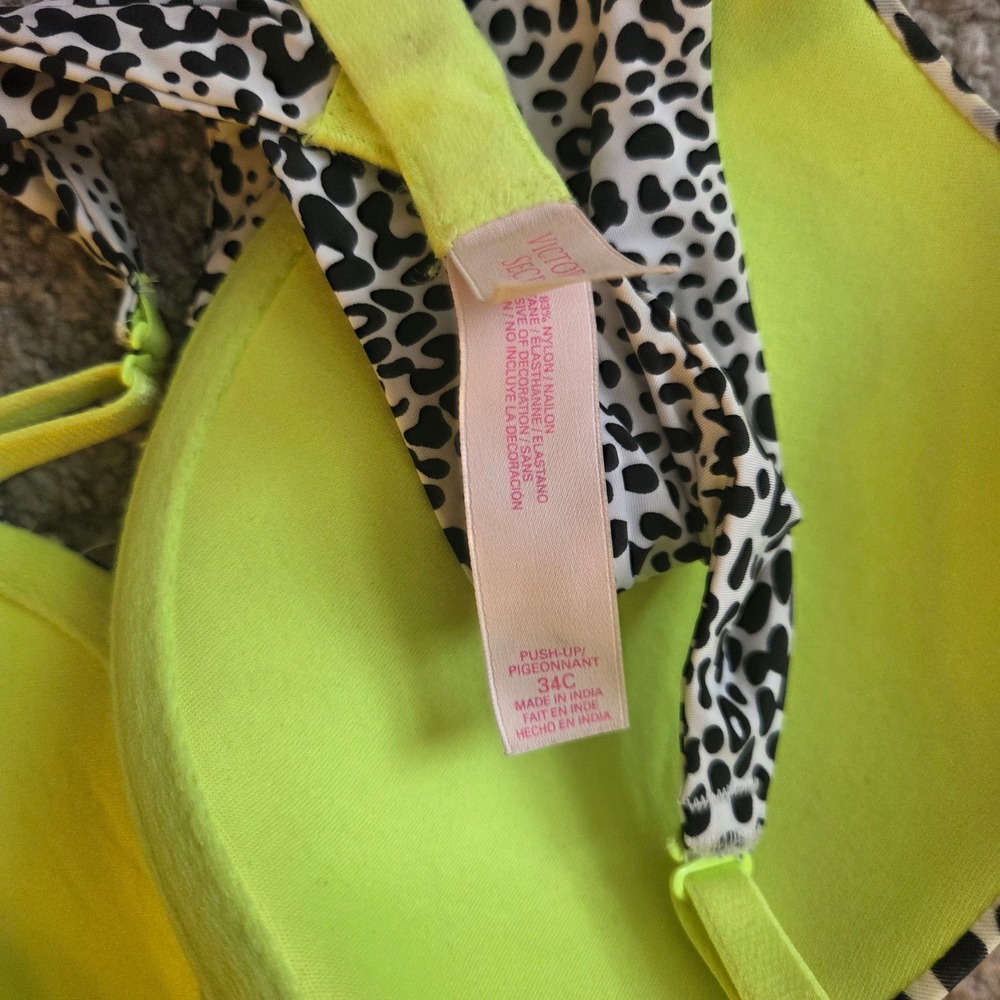 Victoria's Secret Push Up Bra 34C Leopard Lace Stripe Purple Pink Lot of 3pc - Picture 12 of 14